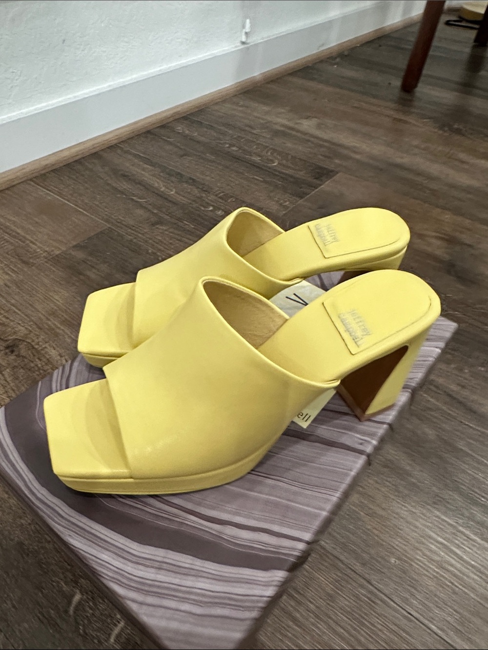 Jeffrey Campbell Yellow Platform Mule Heels